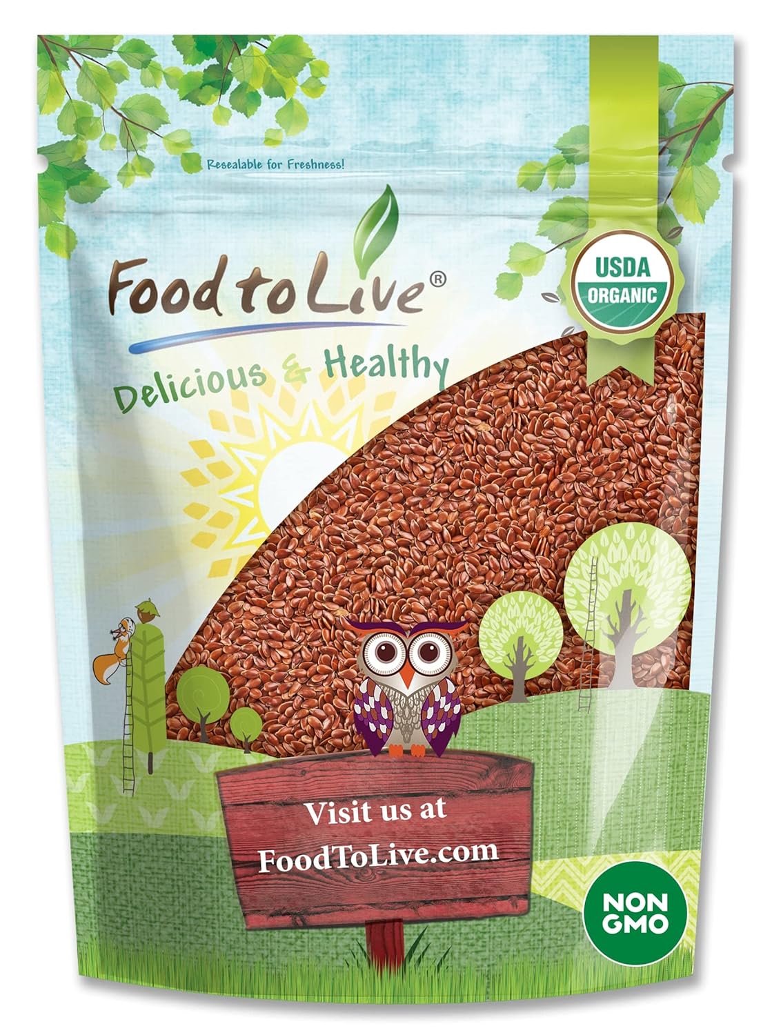 Food to Live Organic Brown Flax Seeds, 1 Pound – Whole Raw Flaxseeds, Non-GMO, Unroasted, Dried, Kosher, Vegan. Rich in Omega-3 Fatty Acids, and Dietary Fiber. Perfect for Salads, and Baked Goods. Food to Live Organic Brown Flax Seeds, 1 Pound – Whole Raw Flaxseeds, Non-GMO, Unroasted, Dried, Kosher, Vegan. Rich in Omega-3 Fatty Acids, and Dietary Fiber. Perfect for Salads, and Baked Goods.