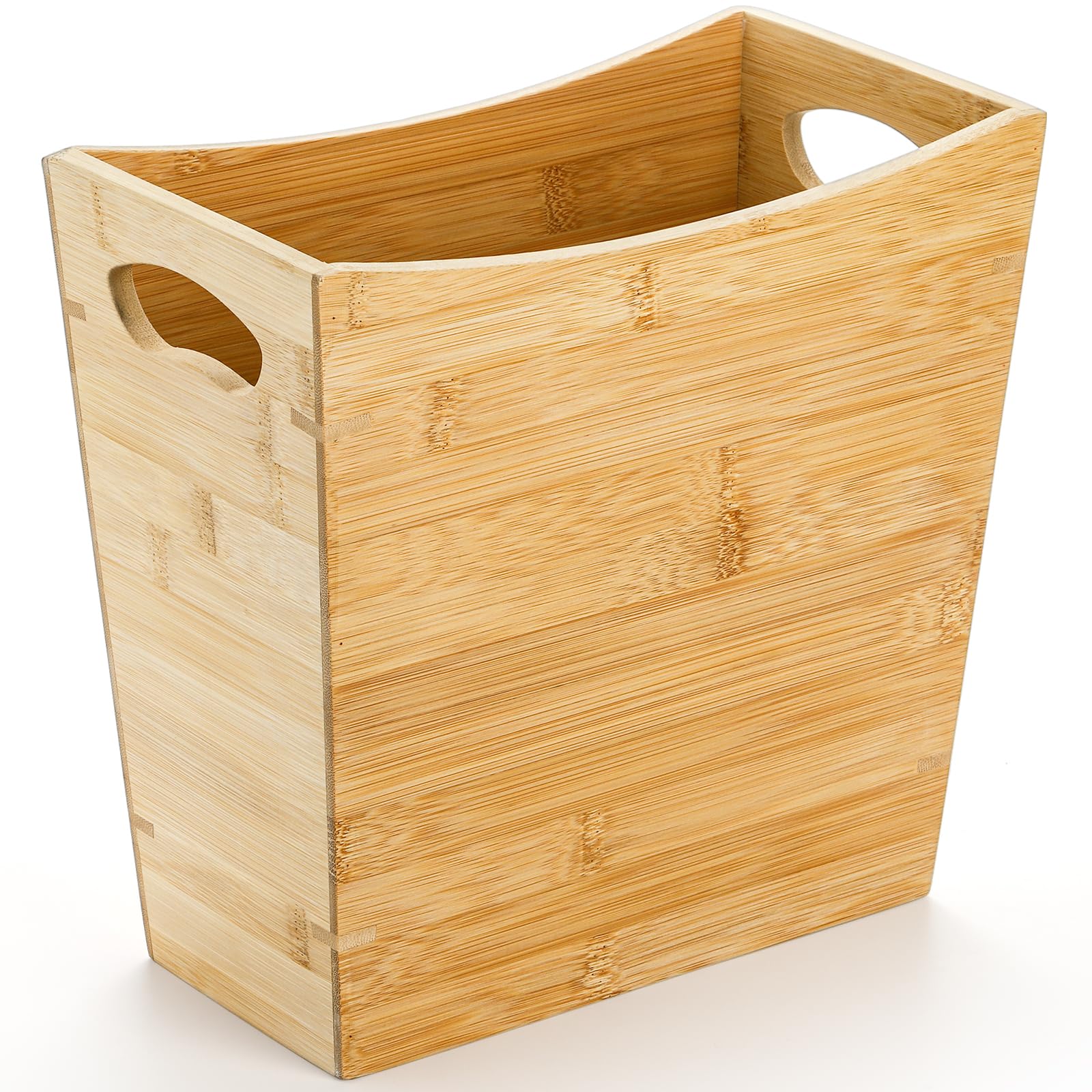 TOPZEA Bamboo Waste Basket, Rectangular Narrow Trash Can Wastebasket Waste Bin Garbage Can for Bathroom, Bedroom, Office and Home, 10.5" x 5.75" x 10"