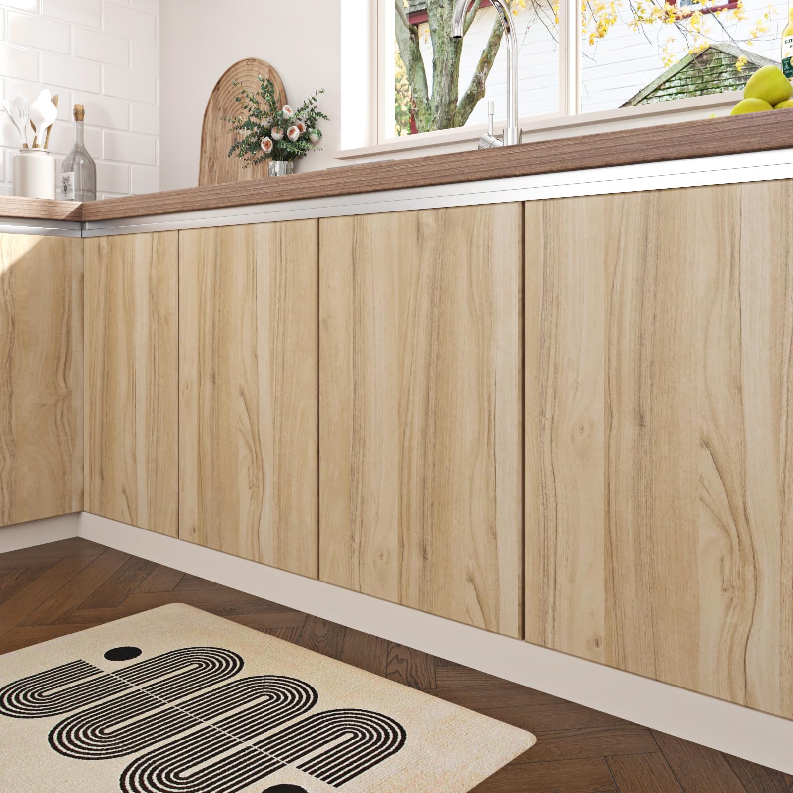 Carta Da Parati Autoadesativa Beige Carta Adesiva Per Mobili Legno Rivestimento Cucina Parete Carta Da Parati Adesiva Per Soggiorno Armadio Pellicola Adesiva Rotolo Decorativo 40cm x 800cm