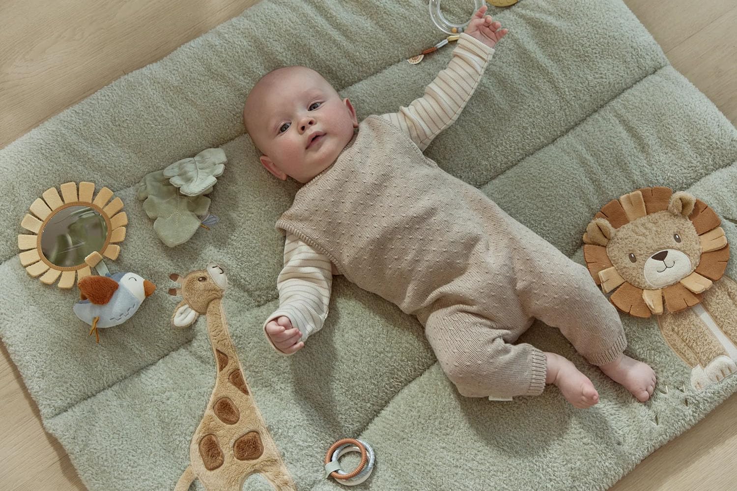 Little Dutch Activity Krabbeldecke Safari Friends Spieldecke (85x100 cm) für Babys ab der Geburt Matte Unisex grün