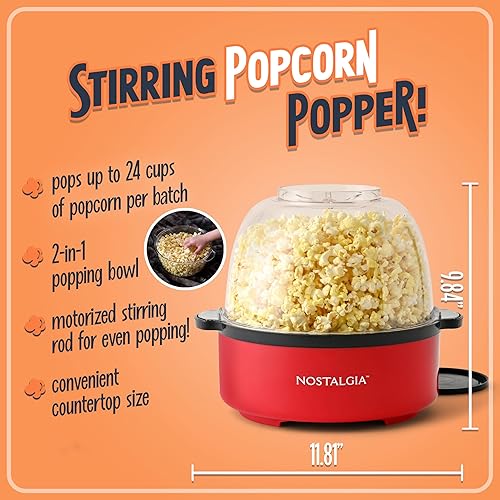 Miniatura 2 de Nostalgia Ez Store - Máquina de palomitas de maíz antiadherentes para 24 tazas de palomitas de maíz estilo teatro con aceite caliente, tapa de doble