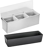 Vista 1 de New Star Foodservice Dispensadores de condimentos de grado restaurante con múltiples compartimentos (plata, 3 compartimentos)