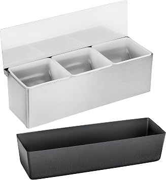 New Star Foodservice Multi-Compartment Restaurant-Grade Condiment Dispensers with 3 Compartments, Silver, Stainless Steel