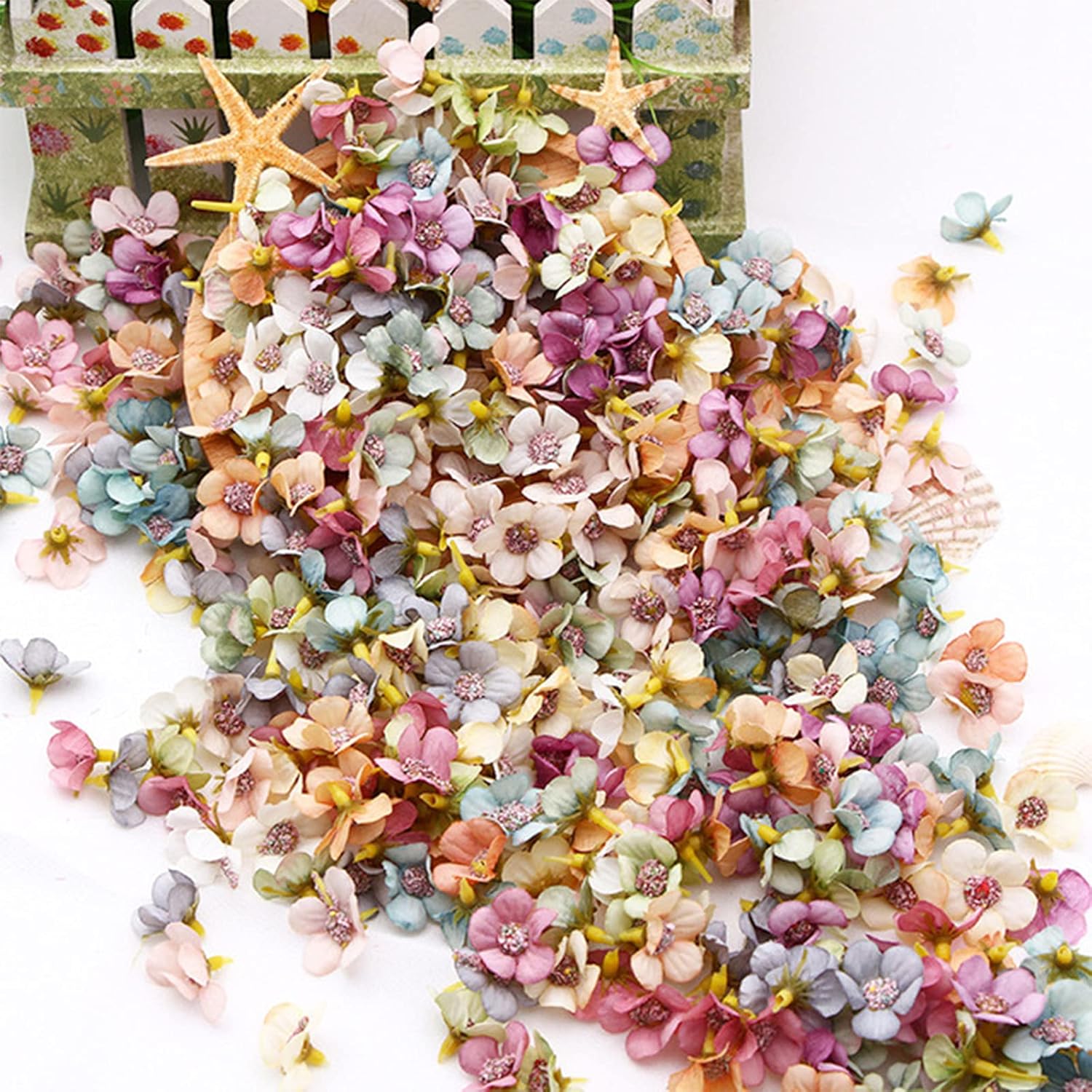 THETAG 100 Pieces Daisy Flower Heads Mini Artificial Flowers Colourful Mini Silk Flowers Artificial Flowers Heads Decoration for Home Garden Wedding Party House DIY Crafts Scrapbooking