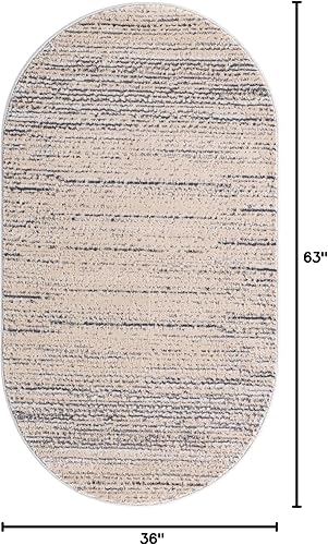 Miniatura 2 de Unique Loom Oasis Collection - Alfombra de área, calma (3 pies x 5 pies 3 pulgadas, ovalada, cremamarfil)