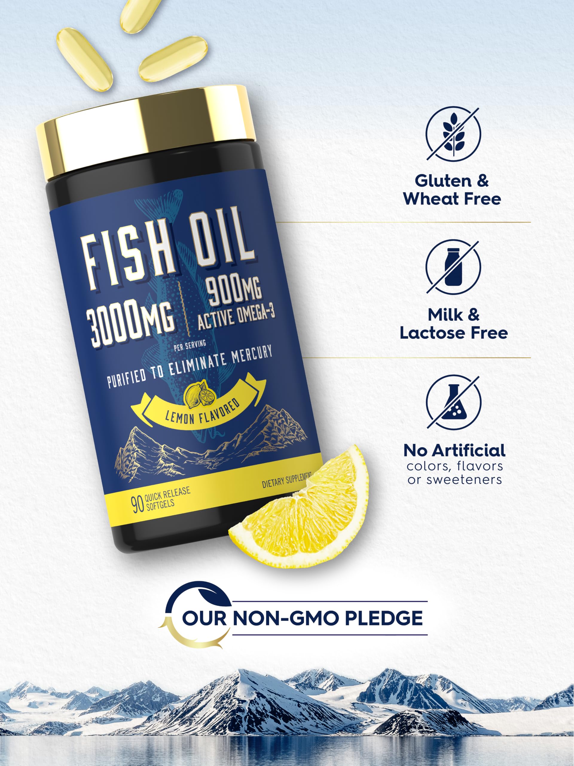 Carlyle Fish Oil 3000mg | 900mg Omega 3 | 90 Softgels | Lemon Flavor — Amazon image 5