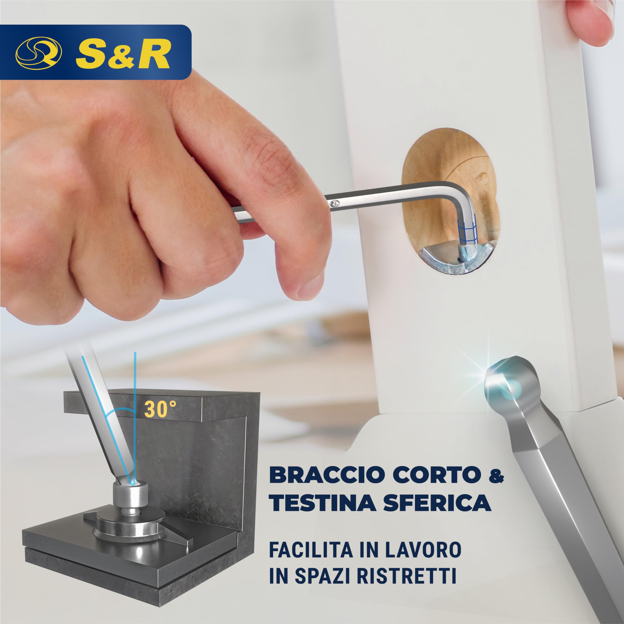 Set 13 Chiavi A Brugola Metriche Con Testa A Sfera - Acciaio Temprato 1,27-10mm