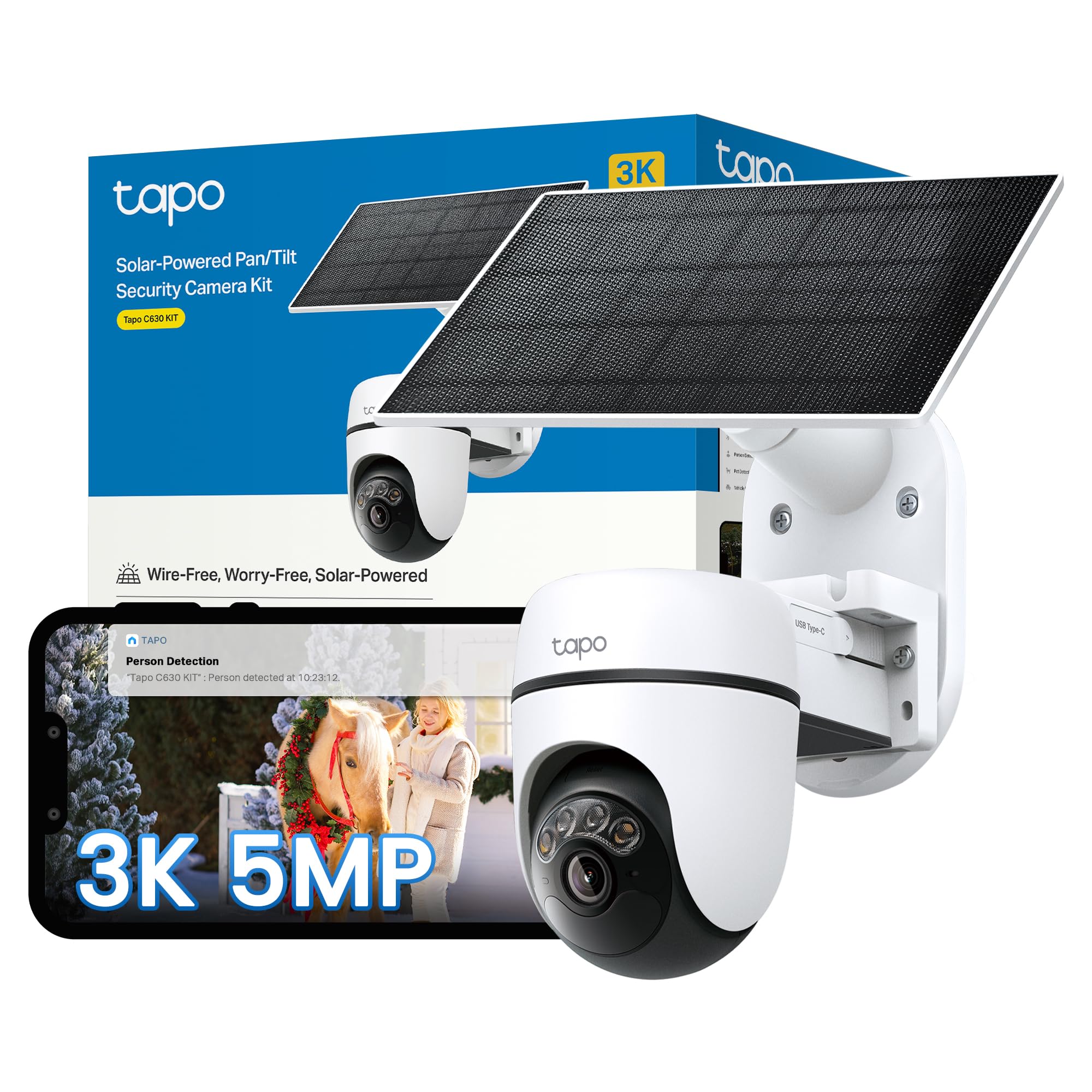 Tapo C630 KIT 3K 5MP Solar Pan/Tilt Outdoor Security Camera Wireless