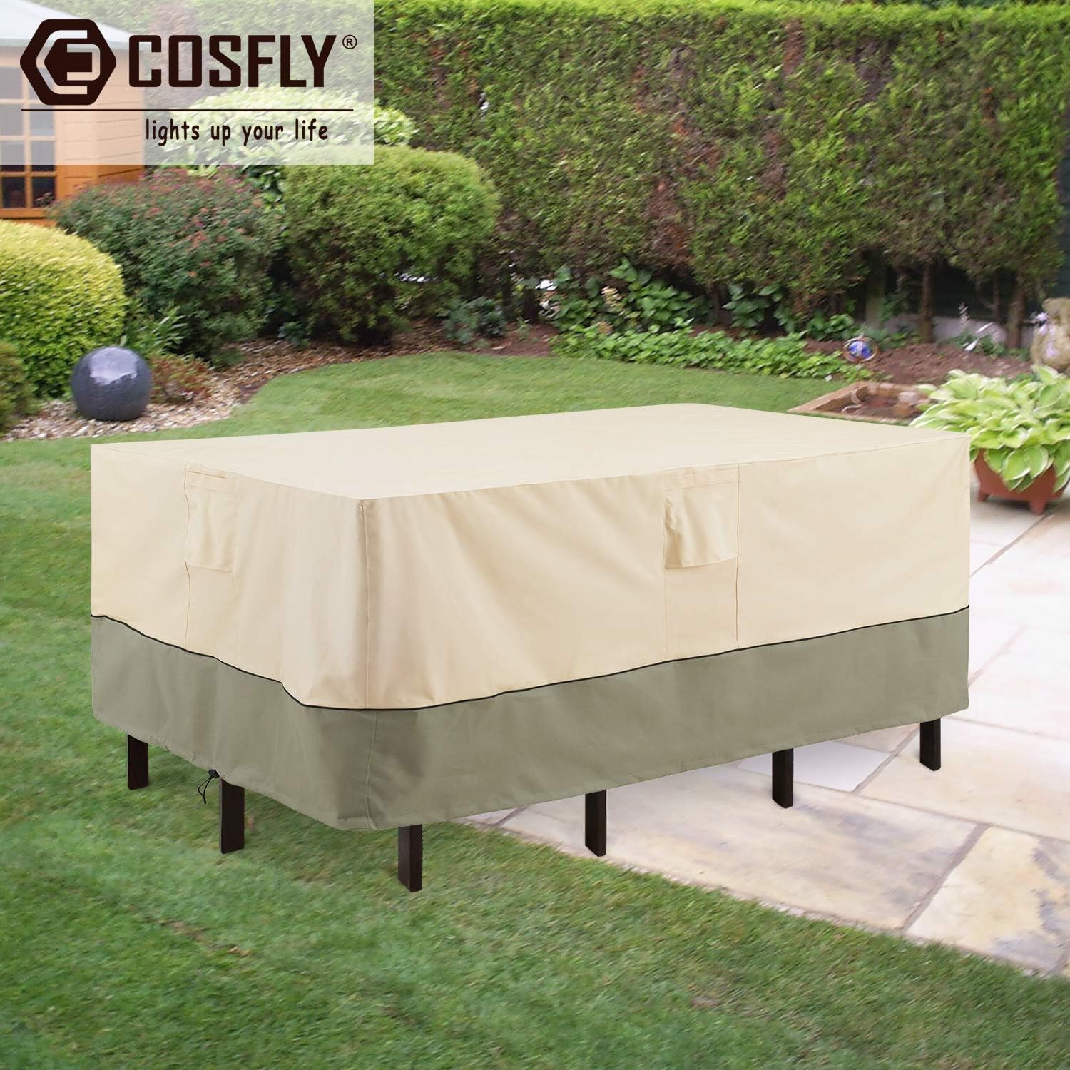 COSFLY Outdoor Furniture Covers Waterproof for Table and Chairs, Patio Table Set Cover Rectangular - Large Size 128 x 84 x 32 inches (L x W x H) : Patio, Lawn & Garden