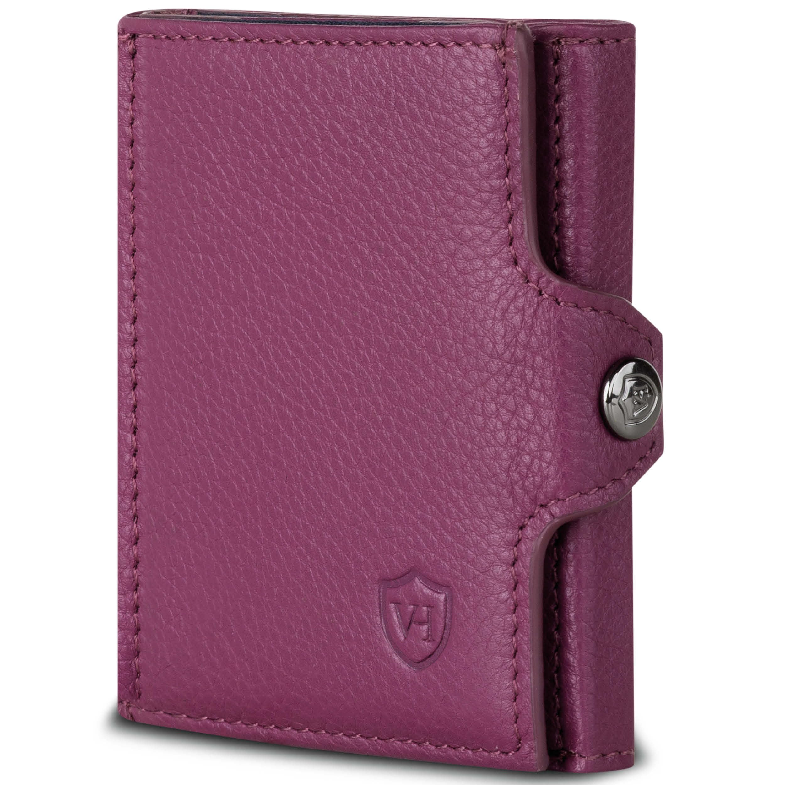VON HEESEN Slim Wallet mit Münzfach & RFID-Schutz - Mini Geldbörse Herren & Damen - Kartenetui Kreditkartenetui - Portmonee Geldbeutel Portemonnaie klein Pink