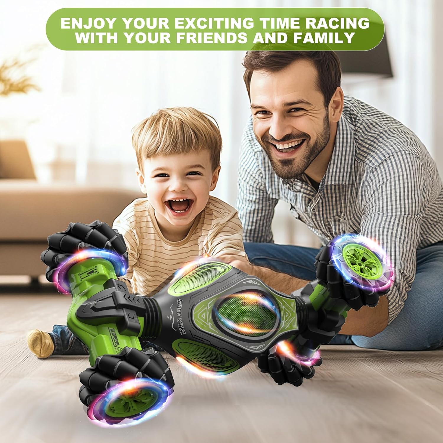 1:12 Scale Gesture Sensing RC Stunt Car for Boys 6-12, 4WD Remote Control Toy with Lights Sound, Best Birthday Gift for Kids, 2.4Ghz Hand Control Drift Cool Birthday Presents - Image 5