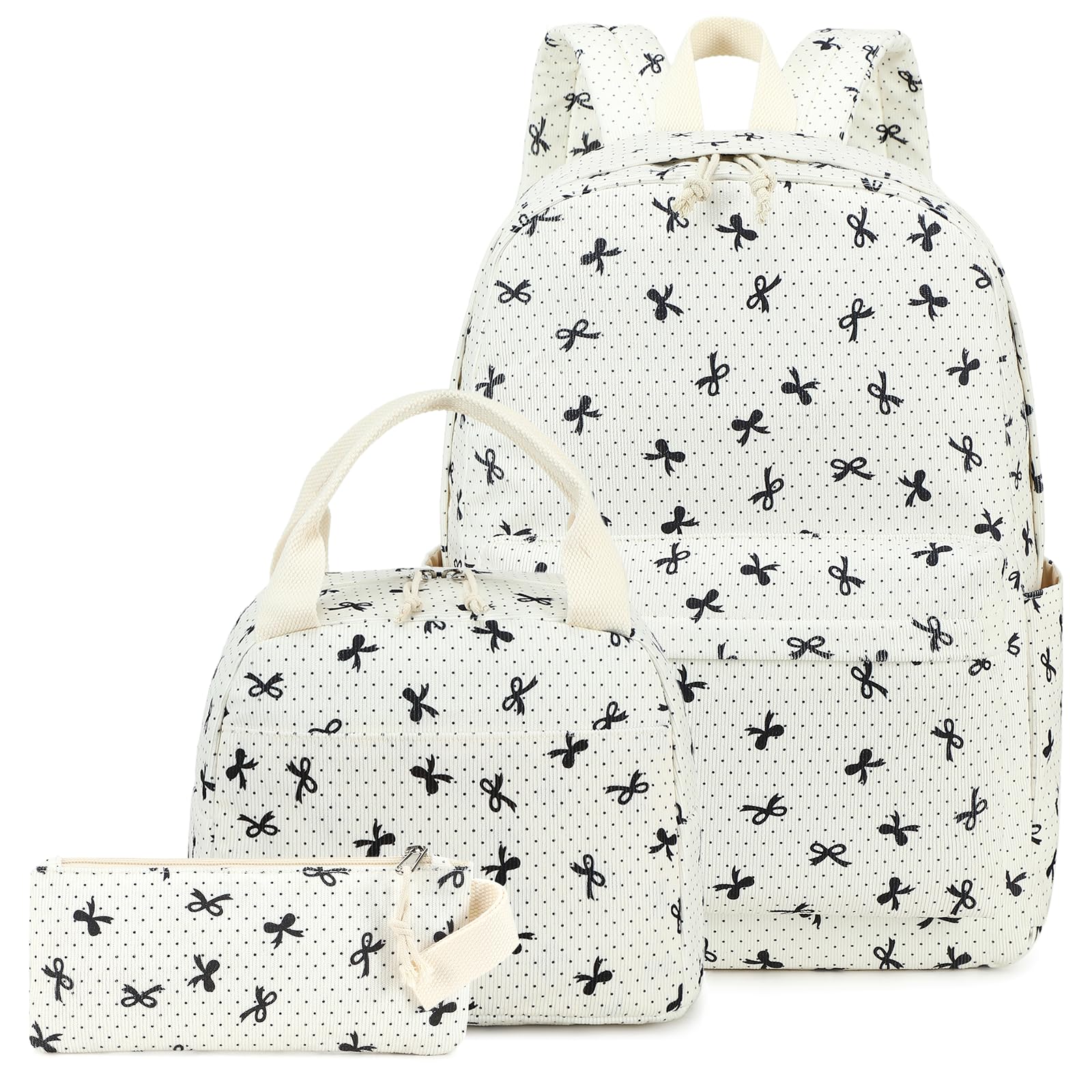 Schulrucksack Mädchen Teenager Damen Schultasche Rucksack Set Schulranzen für Mädchen Schule 3-teilig Lässig Rucksack mit Lunchpaket Tasche und Mäppchen