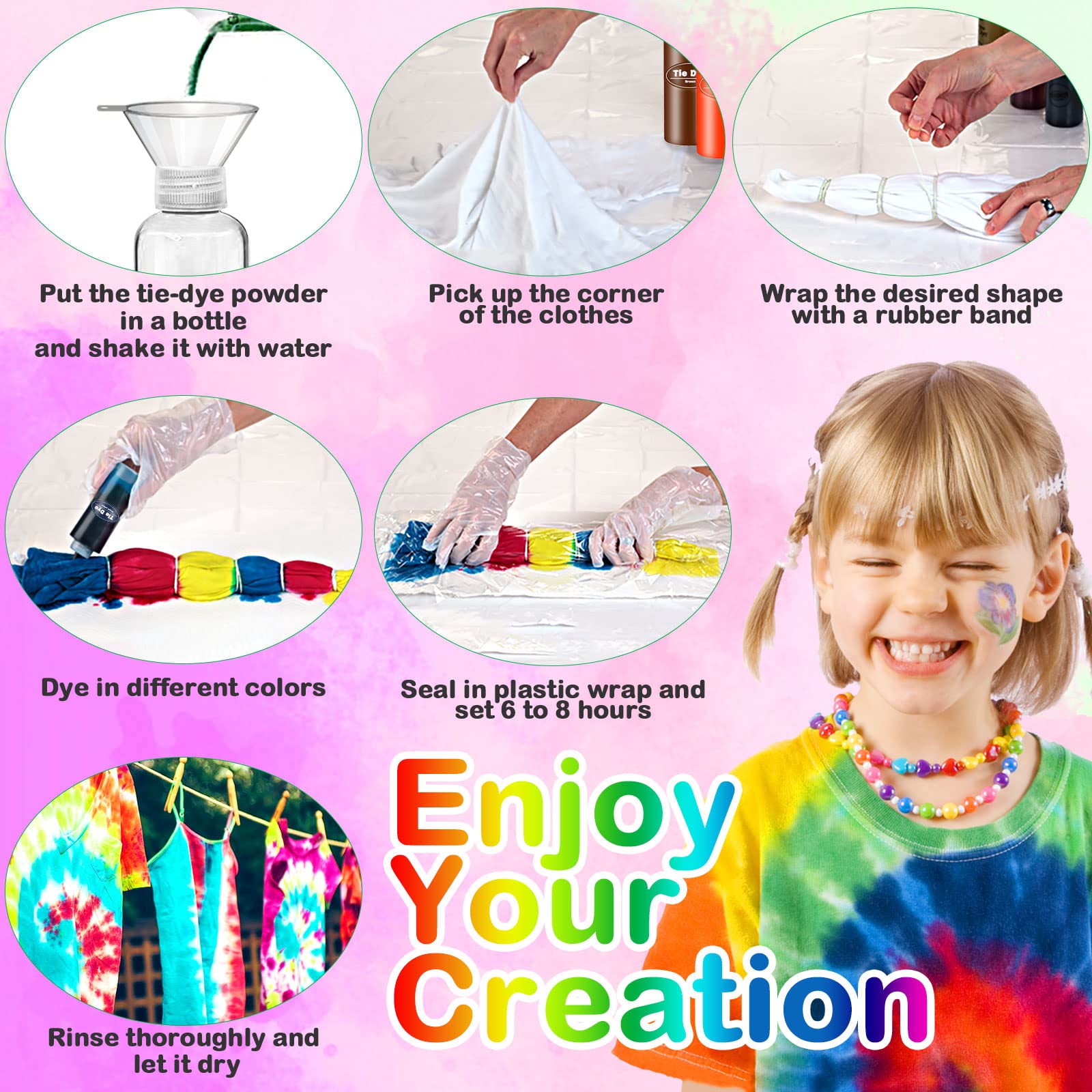 Kit Tintura A Nodi Desire Deluxe - 5 Colori Vivaci Per Tingere Tessuti - Attività Creativa Per Tutta La Famiglia - Foto 4