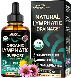 USDA Organic Lymphatic Drainage Drops - Echinacea, Elderberry, Dandelion, Rosehip | Immune Detox Support | Made in USA 2oz