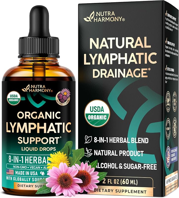 Lymphatic Drainage Drops - USDA Organic Lymphatic Supplements - 2 fl oz