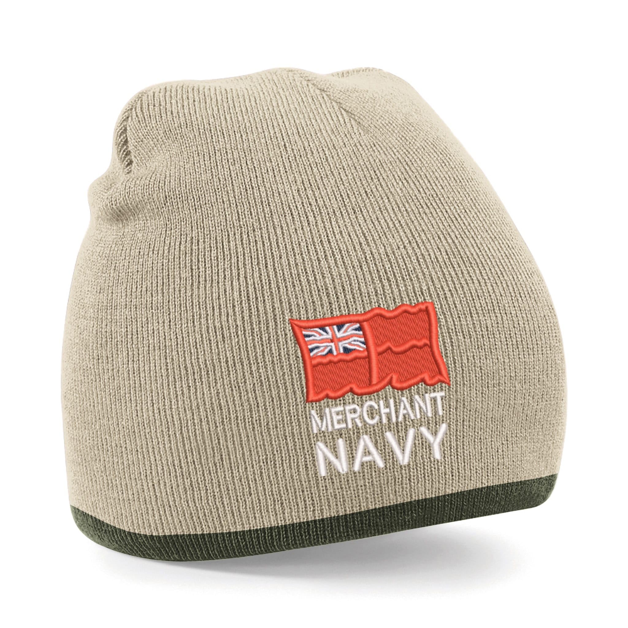 The Military Store Unisex Stone/Olive Merchant Navy Beanie Hat