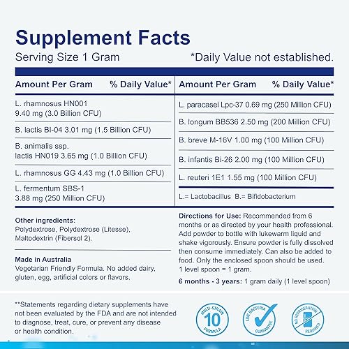 Miniatura 4 de Life-Space Polvo probiótico para bebé, 7.5 mil millones de UFC multicepa, apoya la salud digestiva y la inmunidad, reduce el riesgo de eccema,