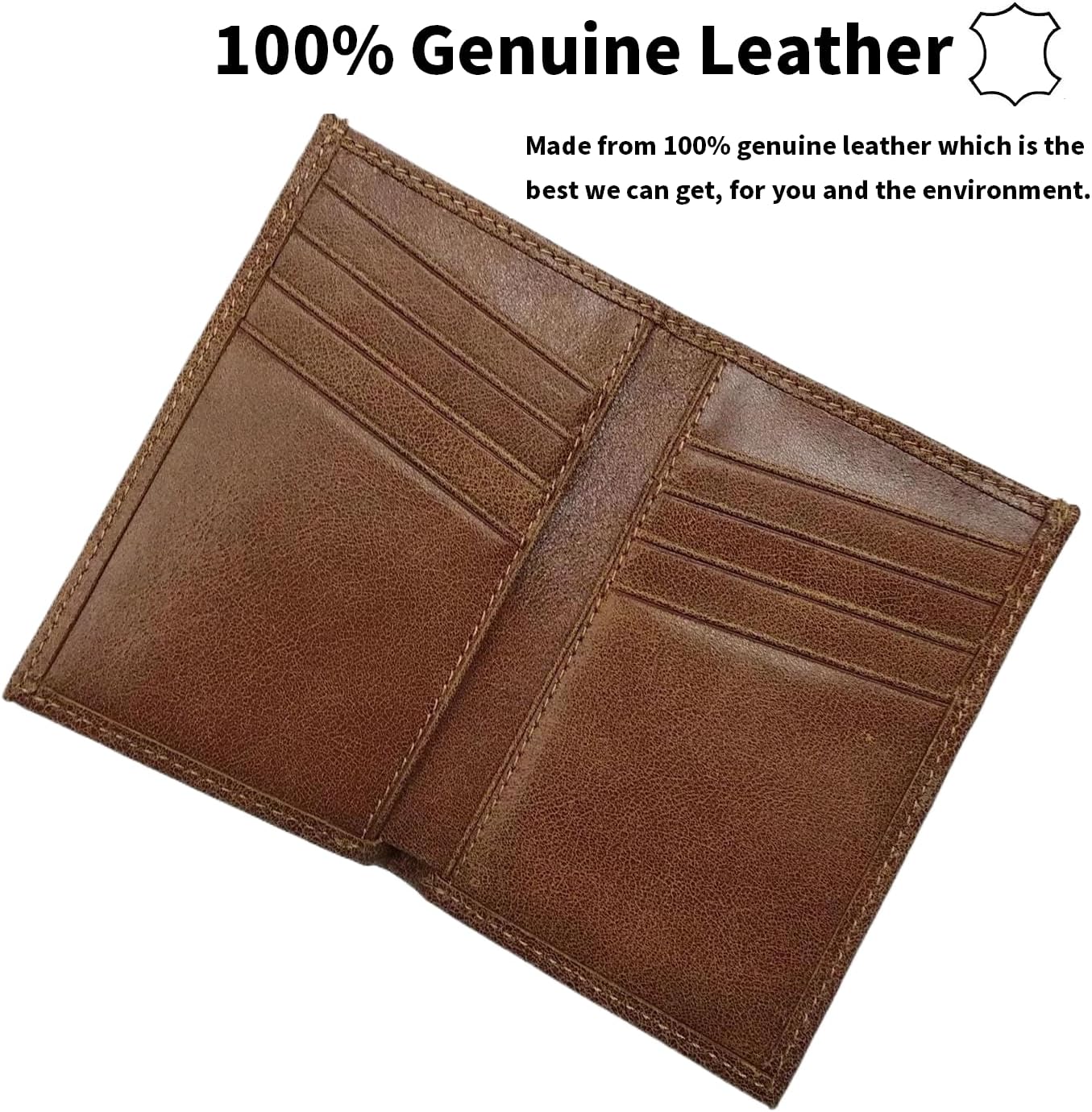 Slim RFID Blocking Genuine Leather Bifold Wallet, Front Pocket Minimalist Card Holder for Men & Women (Vintage Tan) - Image 4