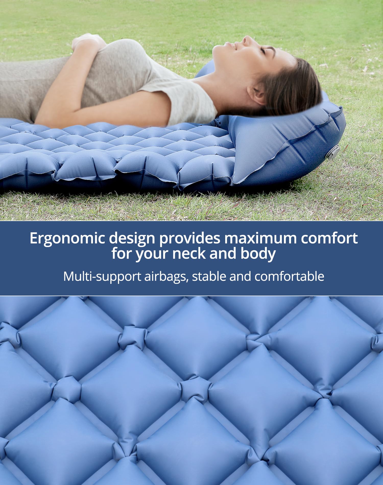 QWORK® Cojín de Dormir Doble para Acampar, colchoneta Camping, Esterilla Camping, para mochileros, Senderismo, Campamento para automóviles, 200 * 120 * 9cm