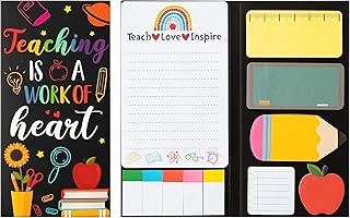 Xqumoi Teaching is A Work of Heart Sticky Notes Set 550 Sheets Pencil Apple Shape Self-Stick Note Pads Teacher Appreciation Gift Writing Memo Pads Page Marker Back to School Office Supplies (Black)
