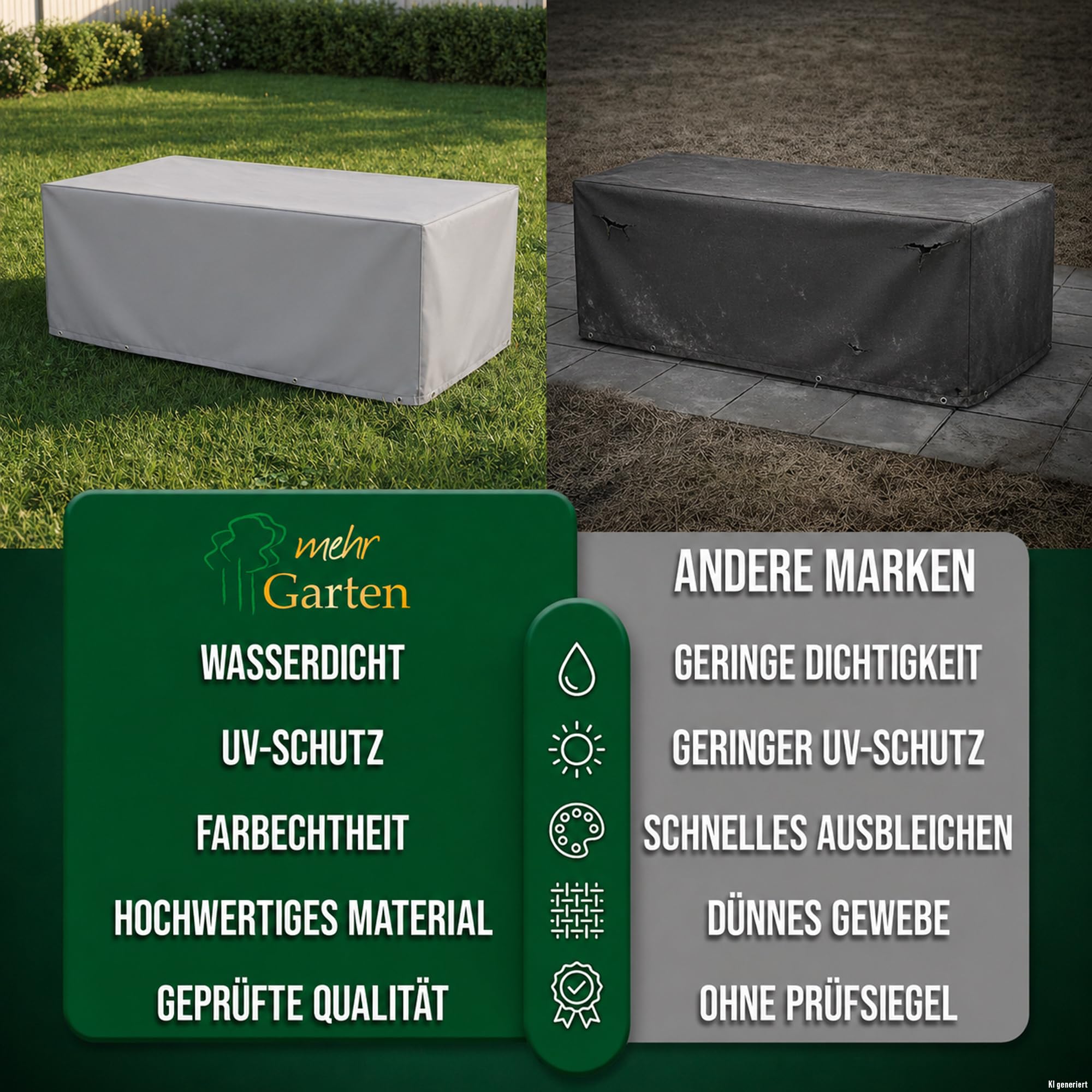 Gartenmöbel Schutzhülle Sitzgruppe rechteckig 320x220x94 cm | 600D Oxford - wasserdicht, UV-beständig, reißfest und winterfest – Abdeckung für Gartentisch & Gartenstühle mit Kordelzug