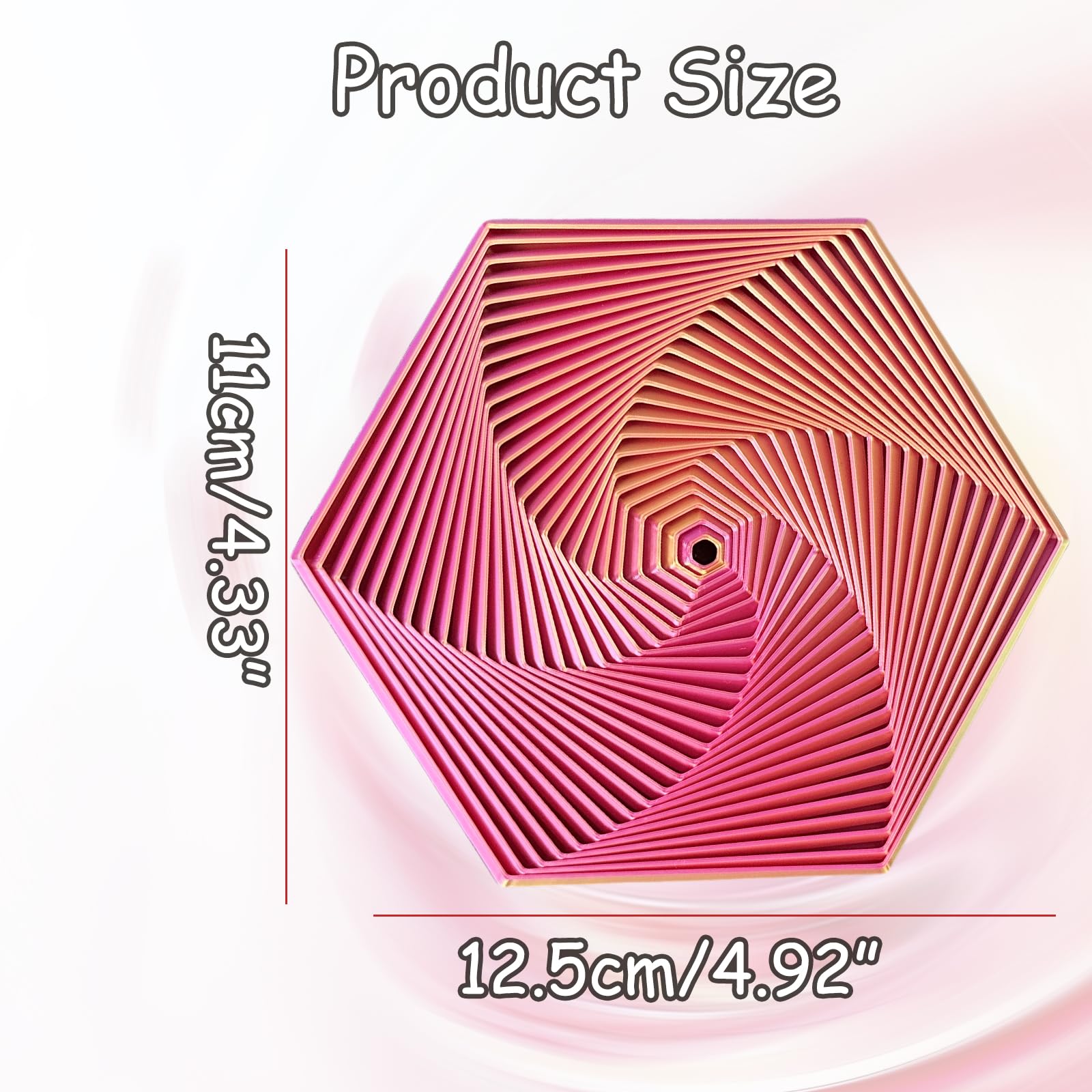 Echehi Gradient Fractal Fidget Hexagons for Kids Adults 3D Spiral Visual Design Relieve Anxiety, Release Rtress Toys. Gradient Pink - Image 2