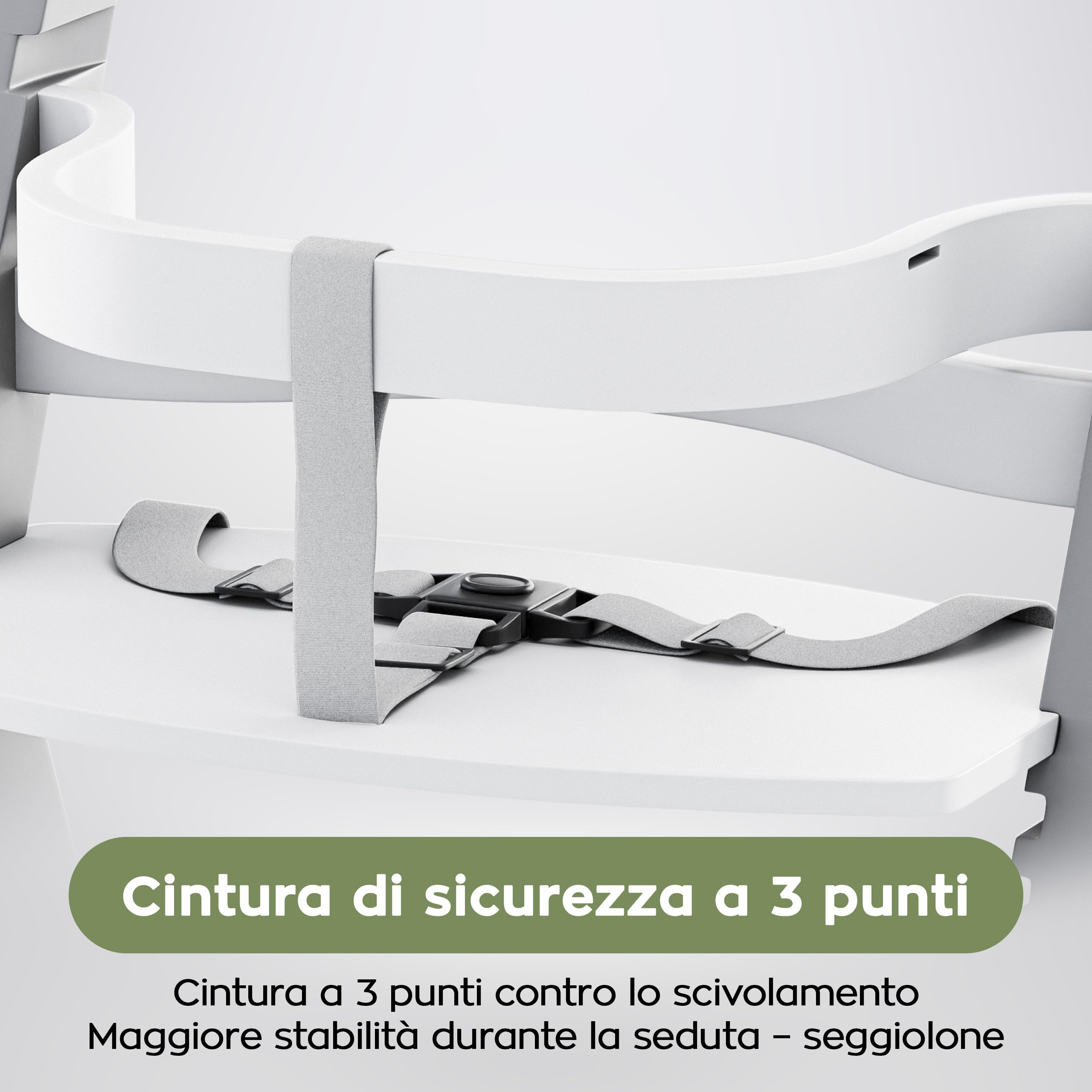 Tulano Morsel 40 - Seggiolone Evolutivo 4 in 1 per Pappa in Legno | Sedia evolutiva con 11 livelli vassoio lavabile cuscini impermeabili e uso da 6 mesi a 12 anni - Grigio Bianco