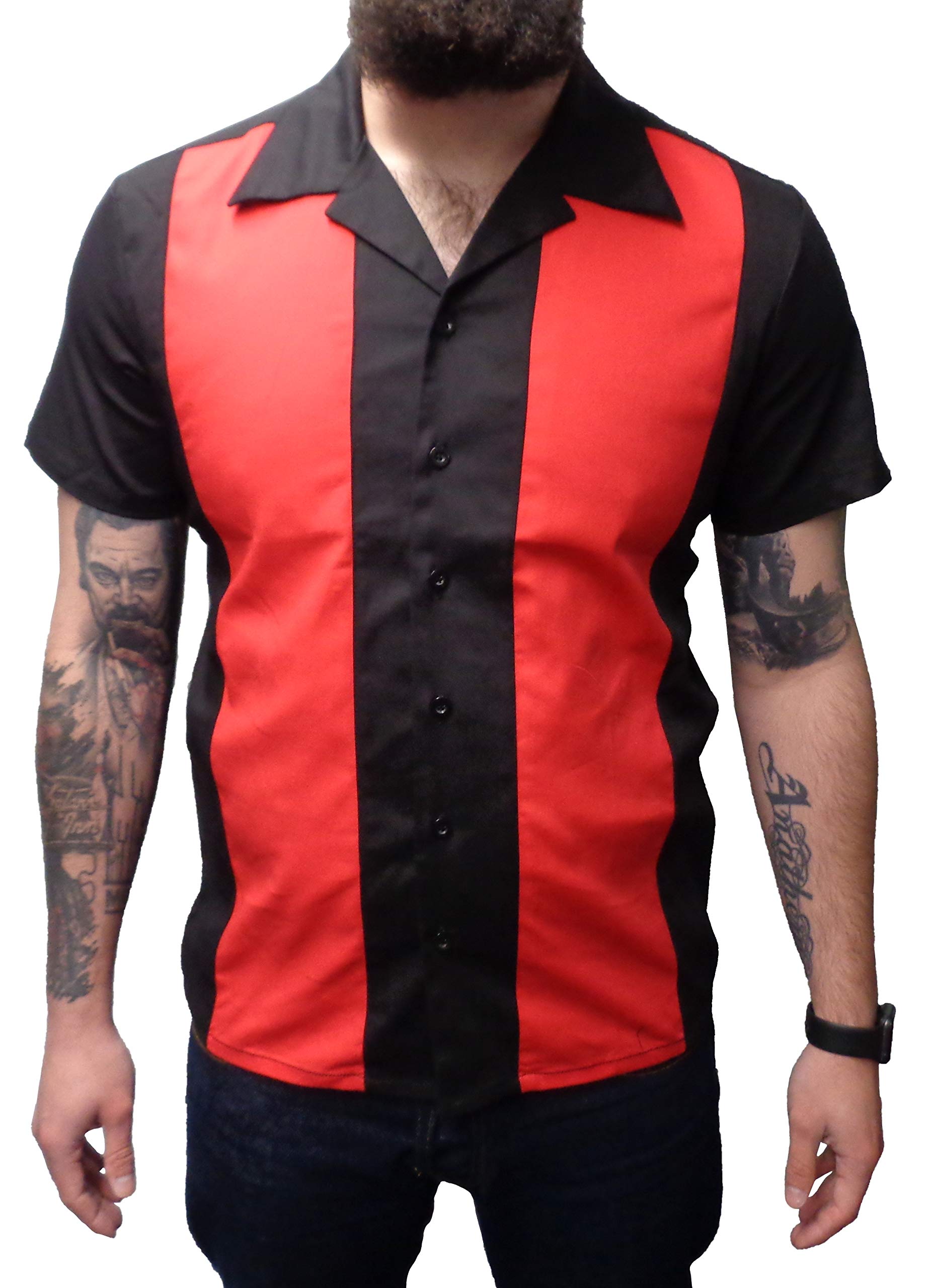 Mazeys Rockabilly Bowling Shirts (Medium, Black/Red)