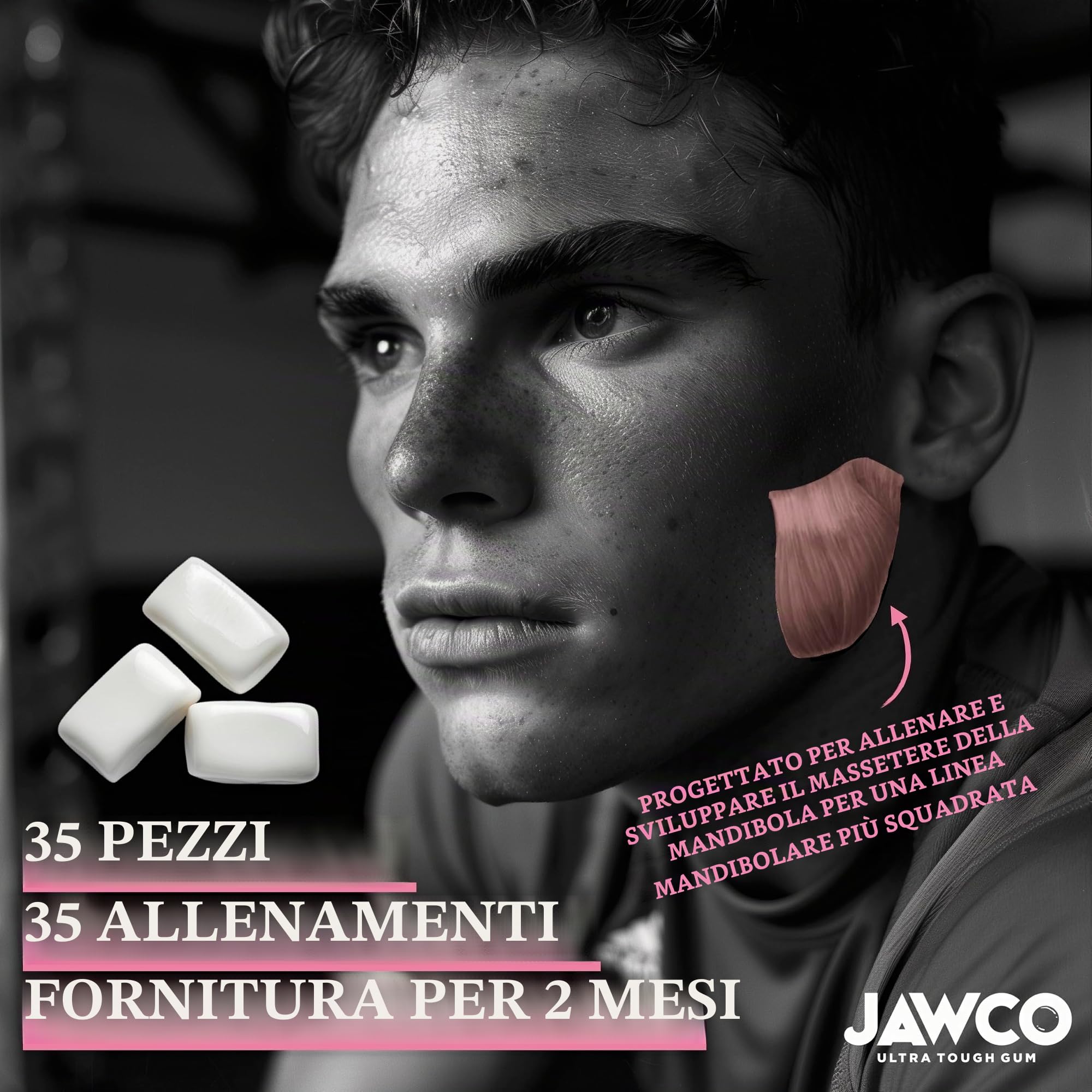 Gomma da masticare JAWCO Ultra-resistente per il contorno della mascella | Ottieni un contorno della mascella più forte e squadrato | Gomma dura per l'allenamento della mascella | Cesella, scolpisci