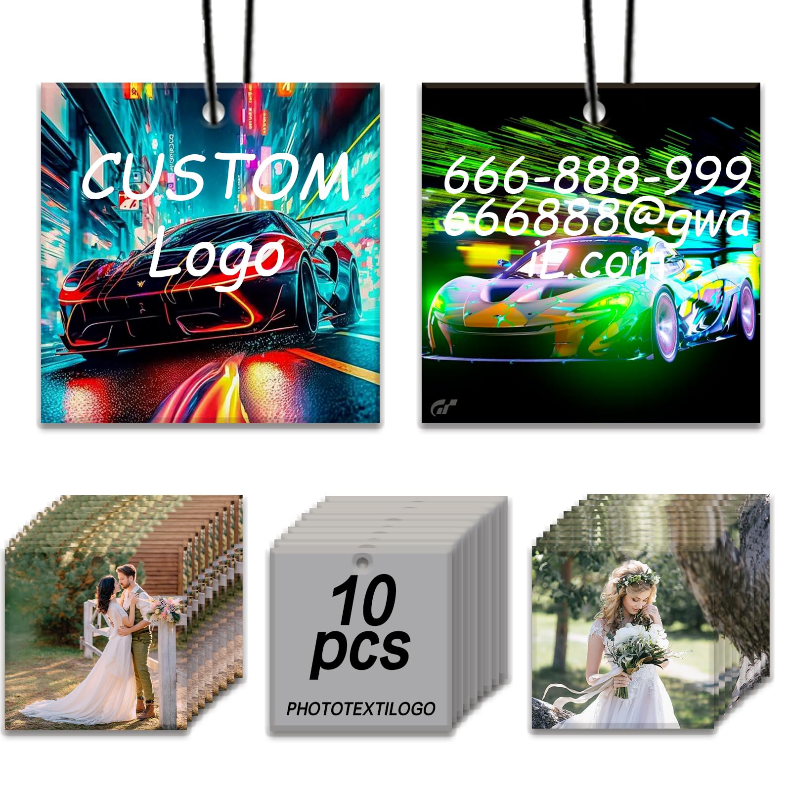 Bulk 10-100Pcs Custom Photo Car Air Freshener – Double-Sided Personalized Hanging Decor for Rear View Mirror, Long-Lasting Fragrance Ornament, Unique