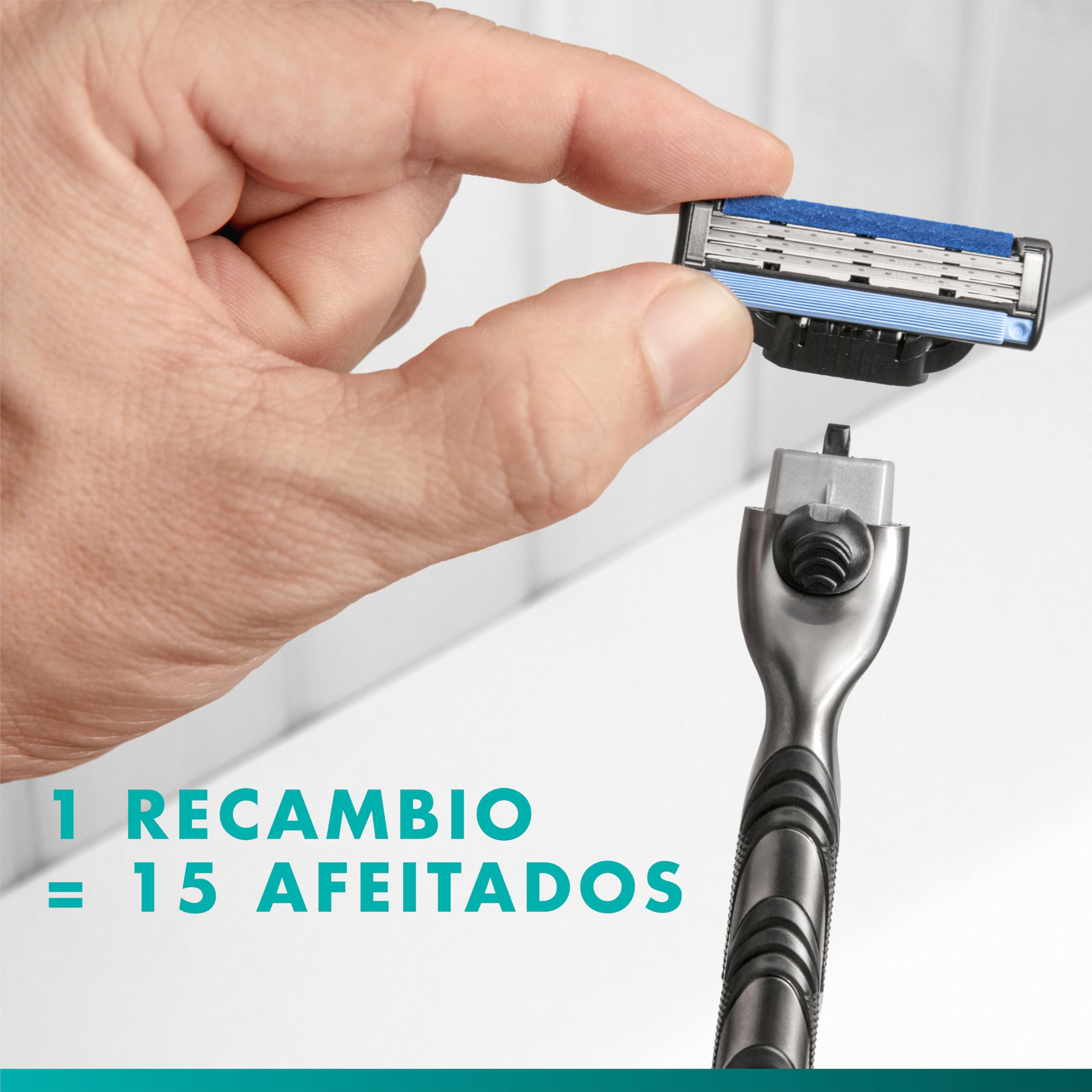 Gillette Mach3 Base Recambios para Maquinillas de Afeitar para Hombre, Pack de 28 Cuchillas de Afeitar con 3 Hojas Y Banda Lubricante, Compatible con Todos Los Mangos Mach3