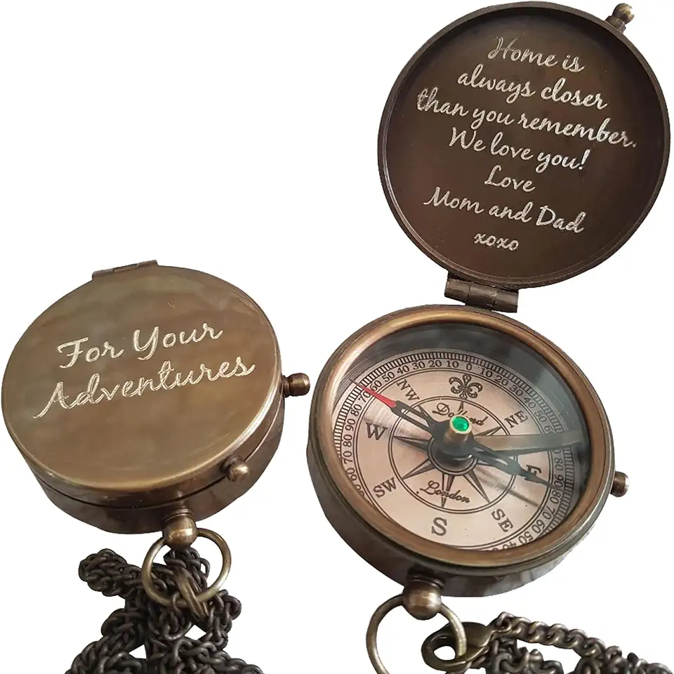 Custom Engraved Handmade Working Compass, Personalized Gifts for...