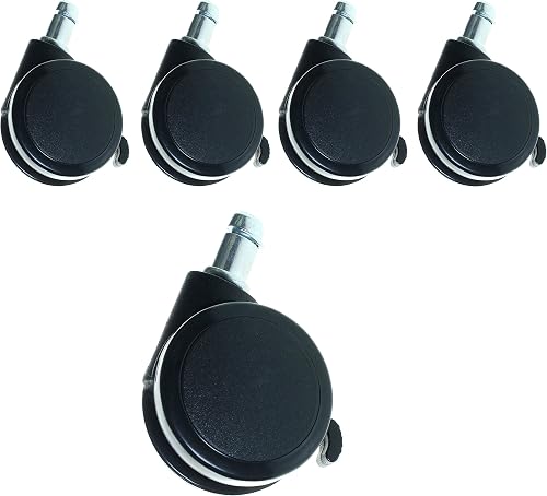TUKA Jeu de 5 PU roulettes sols durs 11mm, Frein de sécur…