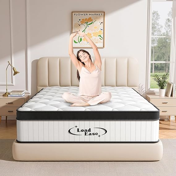 Mattress Queen Size, 12 Inch Queen Hybrid Mattress in a Box, Medium Firm Memory Foam & Individually Wrapped Pocket Springs for Pain Relief, Motion Isolation, Edge Support, 80x60x12