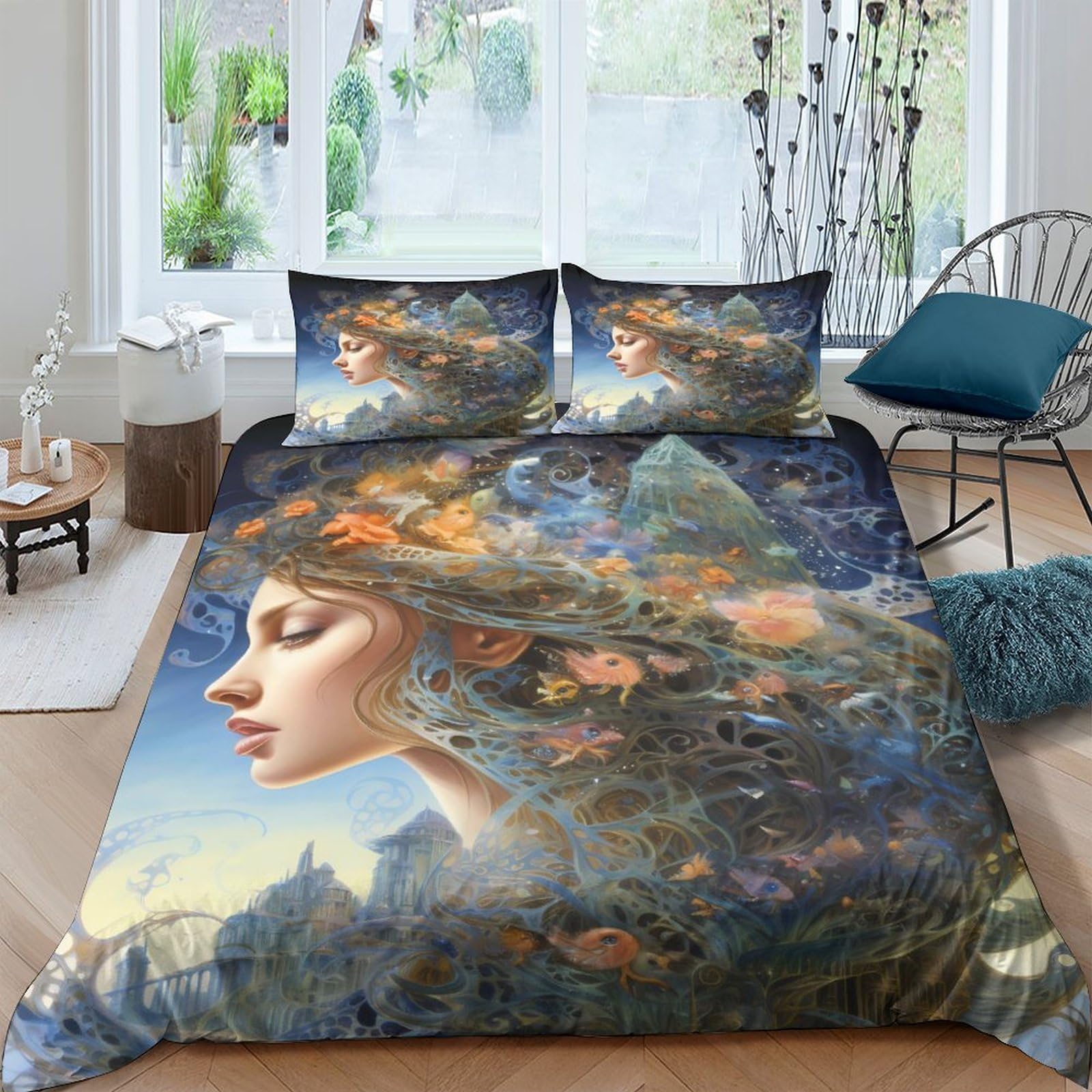 Housse de couette papillon 3D parure de lit 200x200 fermeture éclair