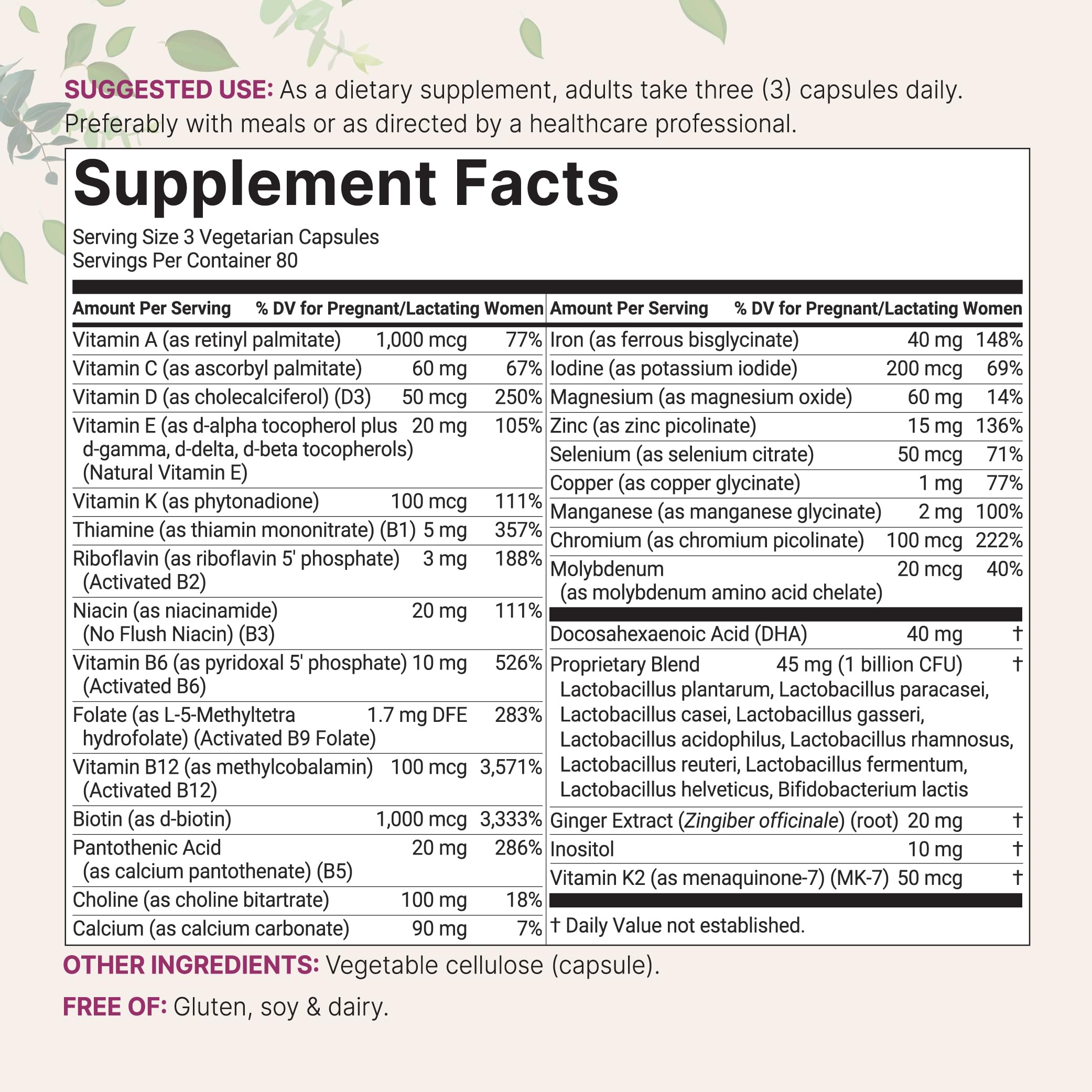 Micro Ingredients Pure Prenatal Vitamins for Women, 240 Veggie Capsules — Amazon image 2