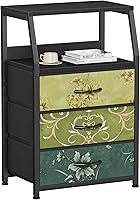 Vista 18 de Furnulem Mesita de noche con 3 cajones y estante de 2 niveles, organizador de cómoda pequeña de tela, torre de almacenamiento vertical