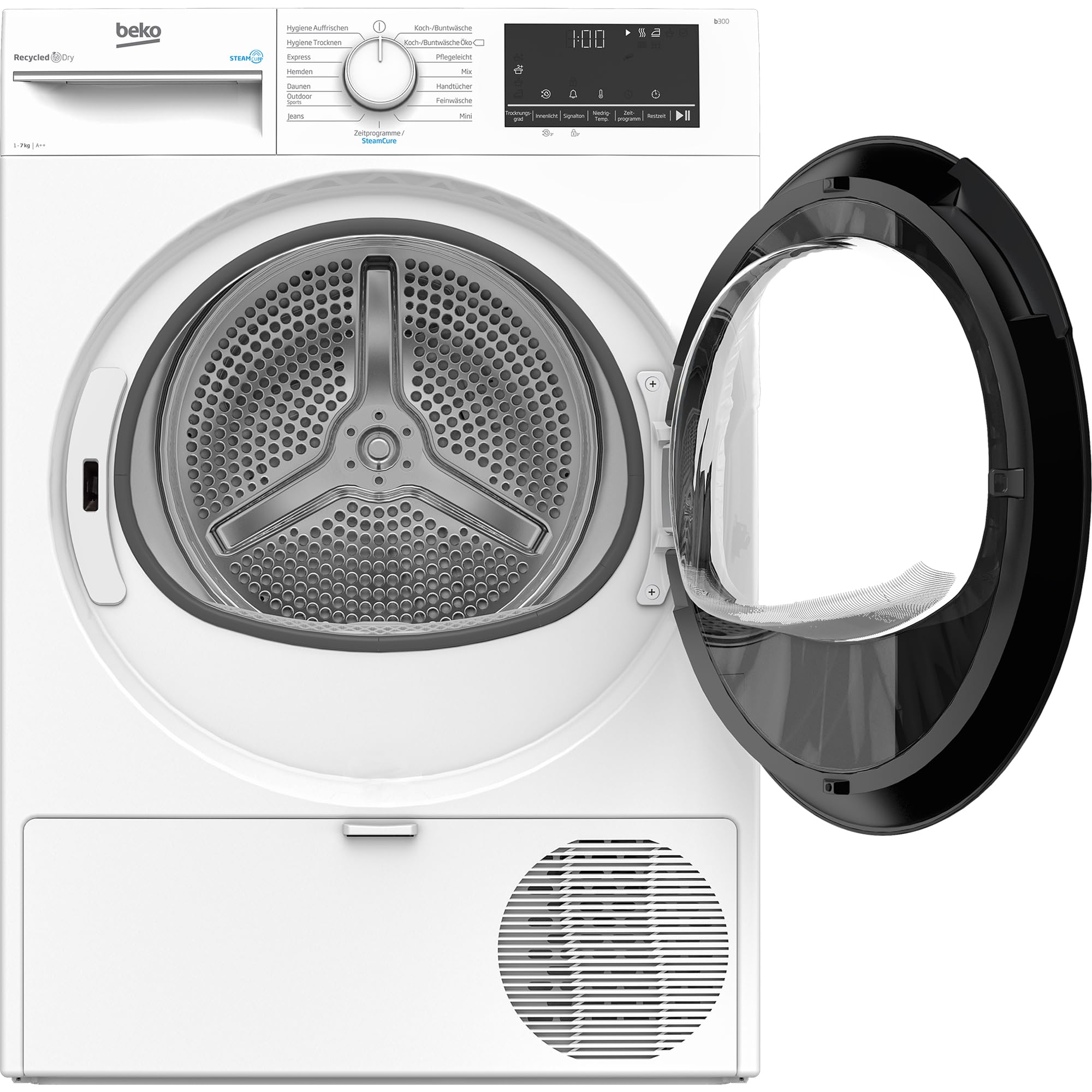 Beko B3T41239 Wäschetrockner 7KG, Frontlader Wärmepumpentrockner, Allergikergeeignet, 15 Programme, Dampffunktion, Extra schlank (54,3cm tief), Multifunktionsdisplay, Schontrommel, Weiß - Image 2