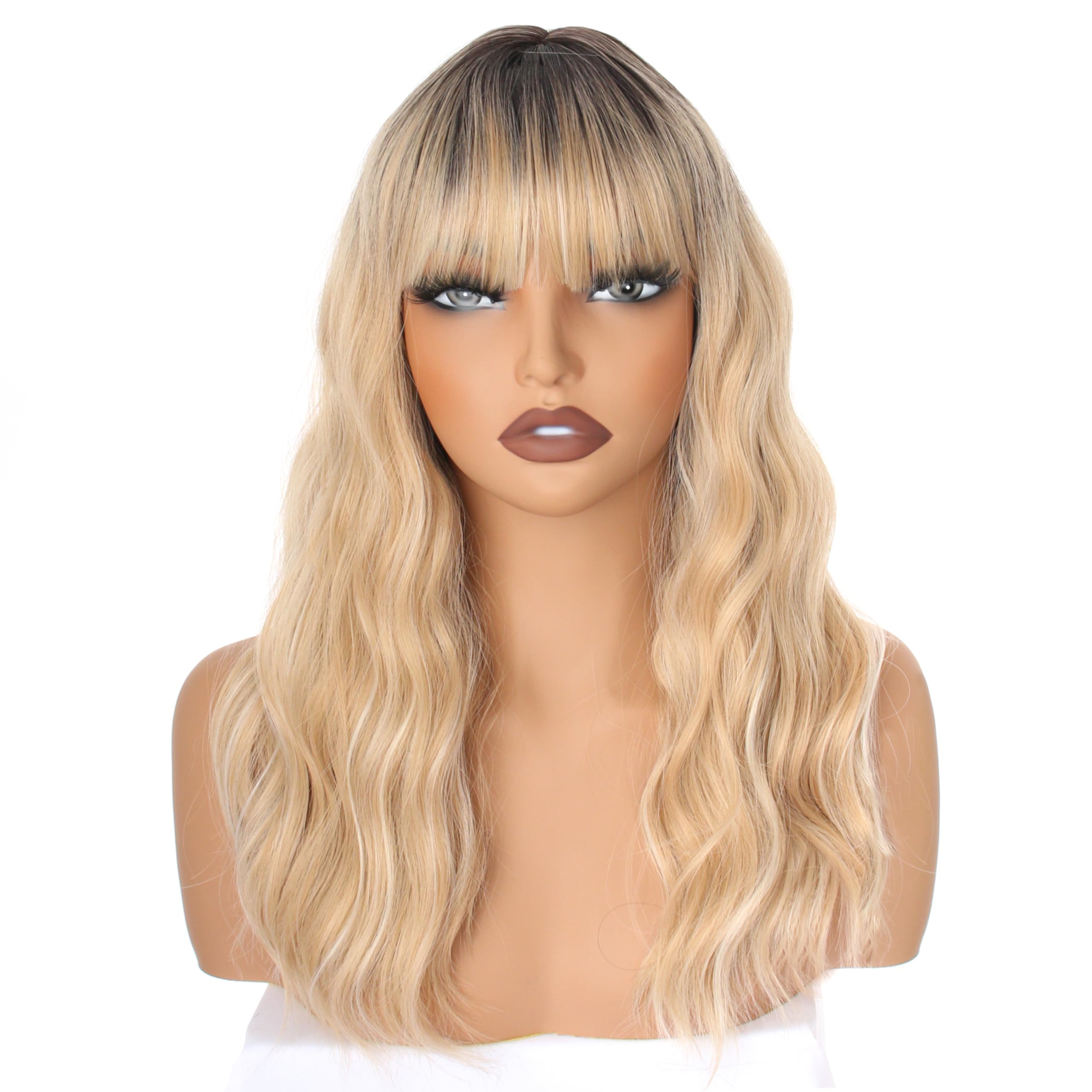 PORSMEER 18 inch Blonde Wig with Bangs - Image 2