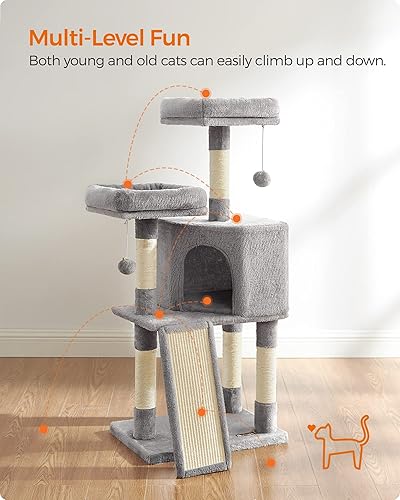 Miniatura 16 de Feandrea Torre para gatos, árbol para gatos de interior, condominio para gatos de 45.3 pulgadas con poste rascador, rampa, perca, cueva espaciosa