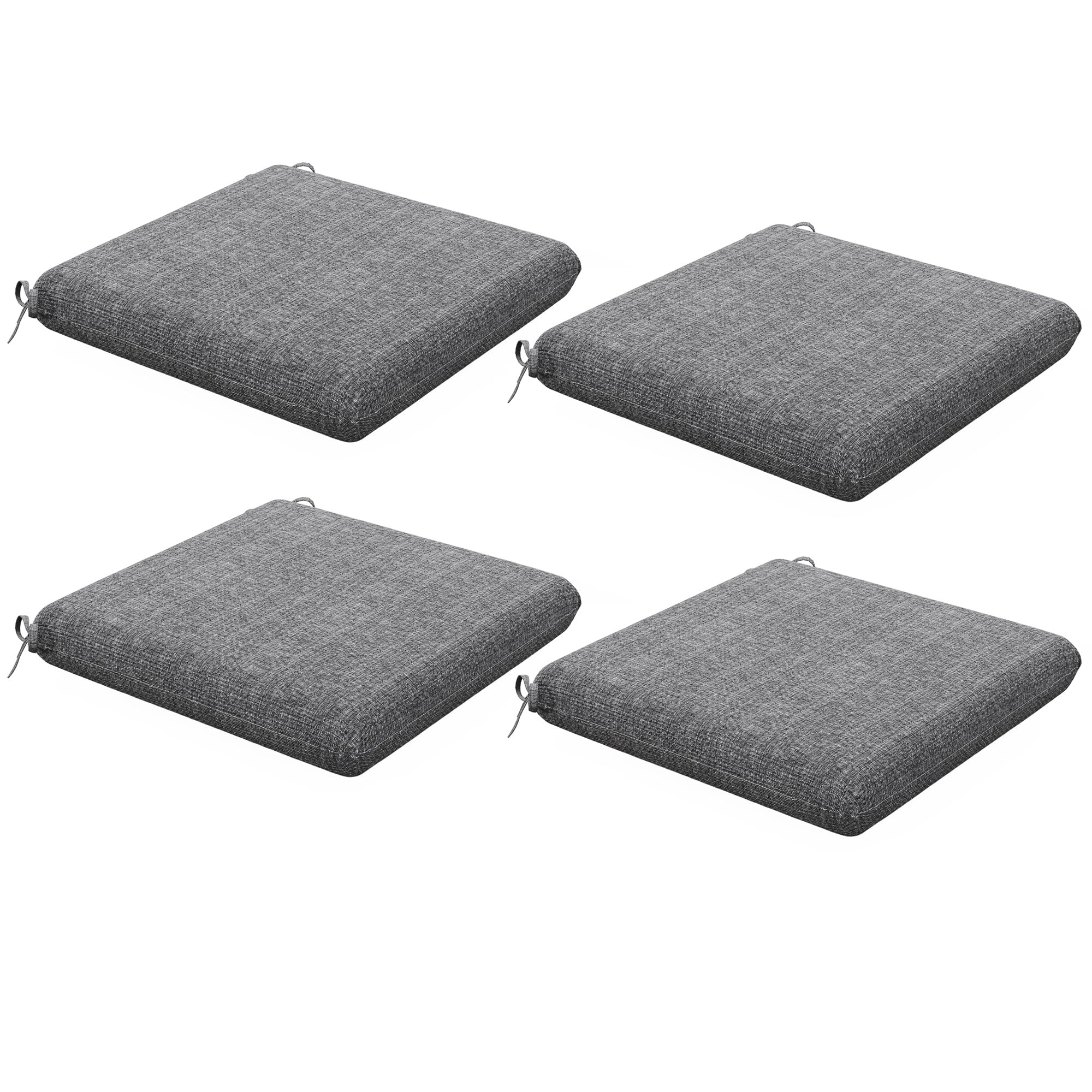 Outsunny Conjunto de Cojines para Sillas de Comedor 47x47x7 cm Juego de 4 Piezas Cojines para Sillas de Jardín Impermeable y Protección UV 50+ para Interior y Exterior Gris