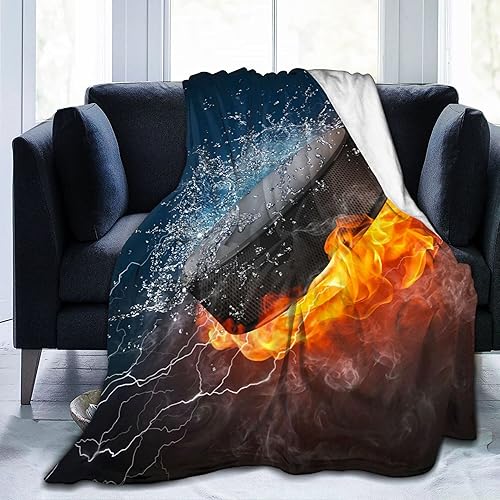 Miniatura 2 de Divertida manta deportiva de hockey súper suave y cálida para niños y hombres, para sofá, dormitorio, sofá, oficina, automóvil, acogedora manta de