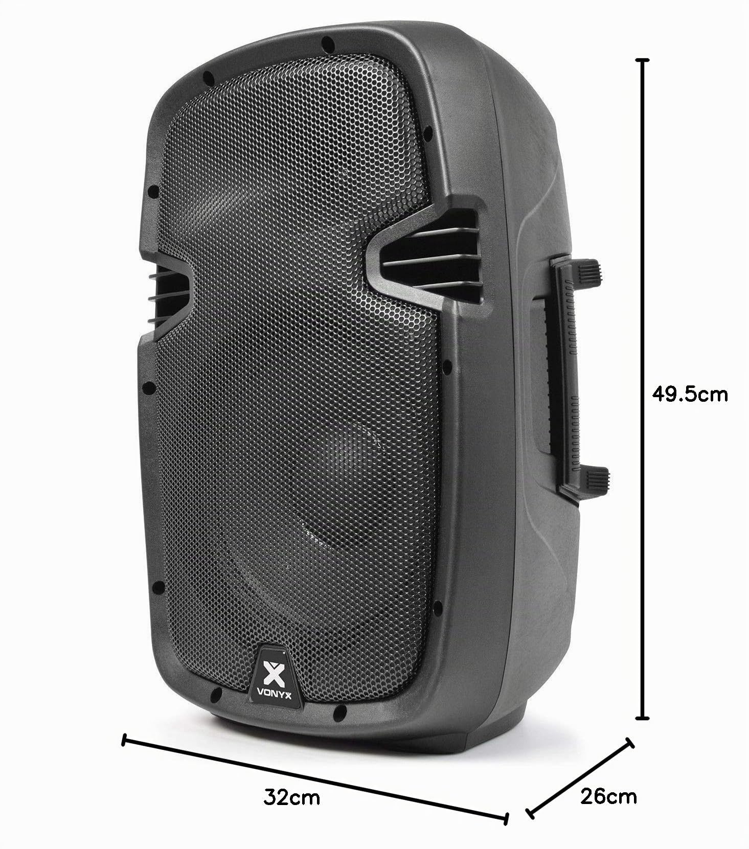 VONYX SPJ-1000AD Enceinte Active 10" 400 Watts, Enceinte Amplifiée, Sonorisation Professionnelle, Boitier ABS Solide, Haut-Parleur Mobile, Woofer 10 Pouces, Entrée Ligne Micro