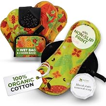 Non-Slip, Premium High Absorbency Reusable Period Pads for Heavy Flow 6 Pack L+XL - Leak Proof & Odor Free Cotton Cloth Pads for Women - High-Temp Washable, Soft & Skin-Safe for Menstrual Comfort