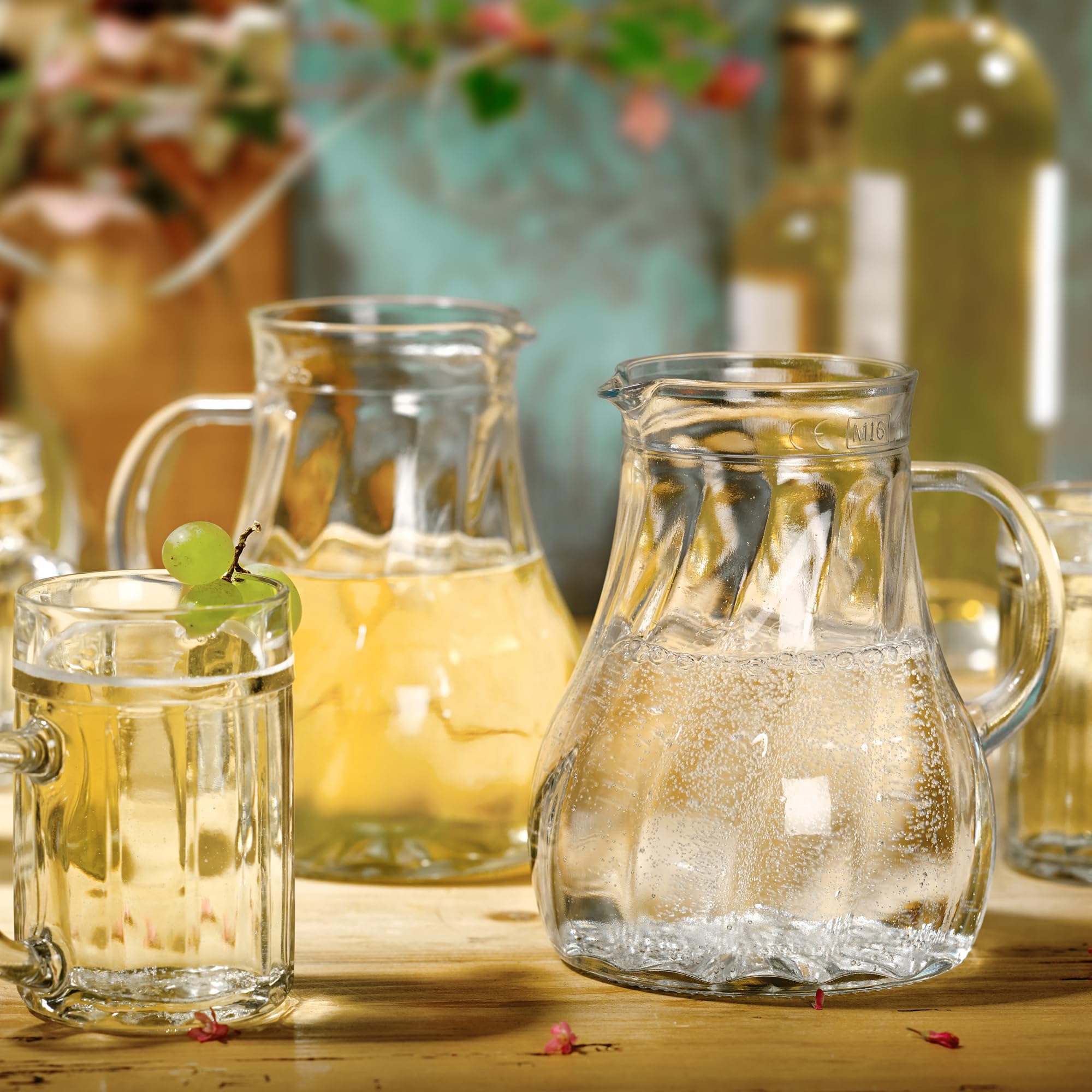Stölzle Lausitz Purity Glazen karaf, set van 6 karaffen, 1 liter, hoogwaardig glas, geschikt als waterkaraf, karaf voor limonade, wijnkaraf, stootvast en vaatwasmachinebestendig