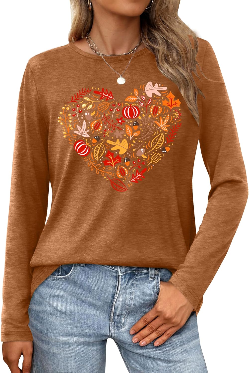 Halloween Long Sleeve for Women Pumpkin Graphic Shirts Fall T-Shirt Thanksgiving Gift Tee Top - Image 2