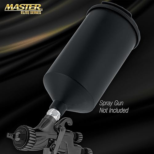 Miniatura 8 de Master Elite - Pistola de pintura en aerosol de alimentación por gravedad de aluminio negro de 20.3 fl oz con tapa de plástico sin goteo, taza se