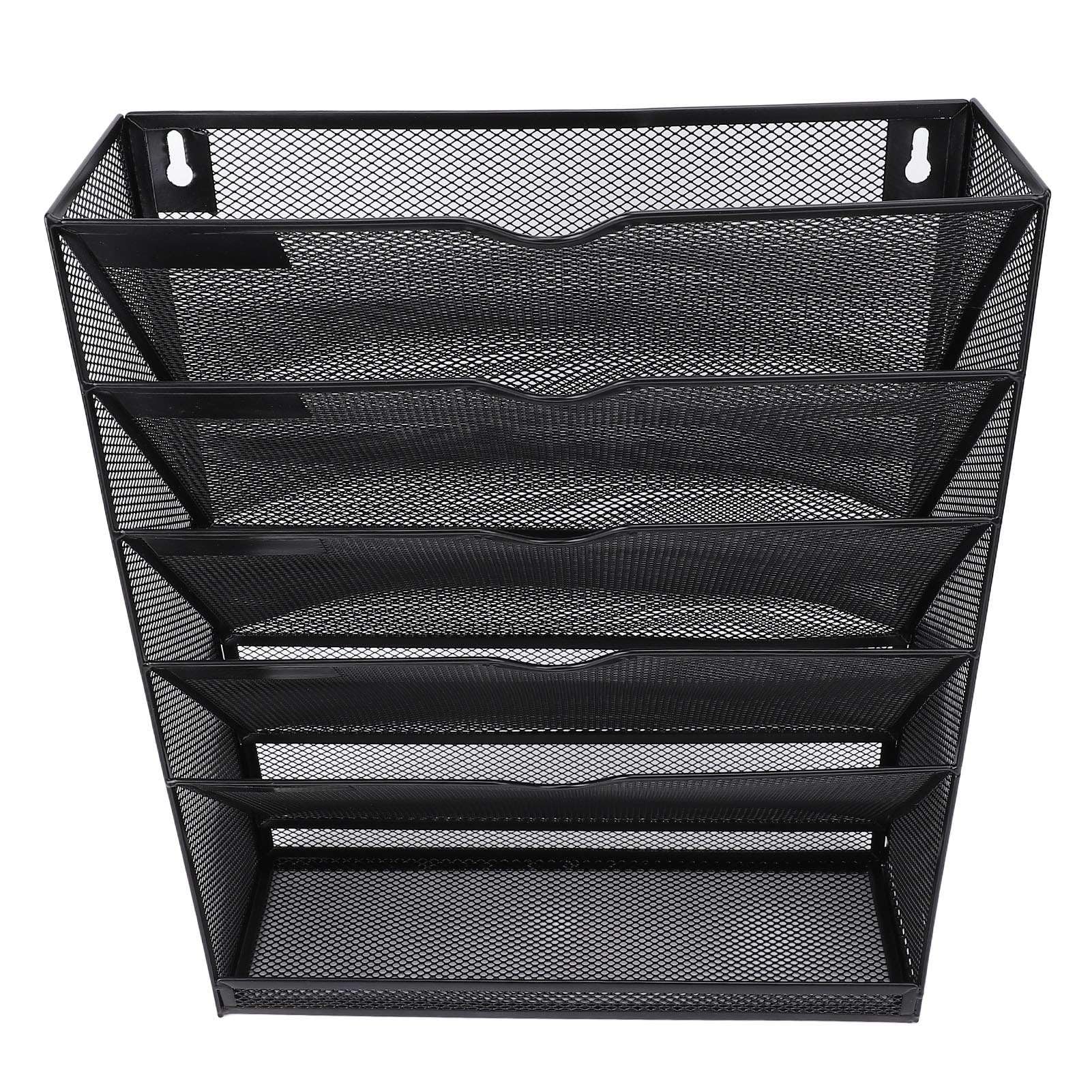 Organizator plików ściennych |6-poziomowy metalowy uchwyt do zawieszania na dokumenty / teczki / czasopisma |Oszczędzająca miejsce szafka na dokumenty montowana na ścianie z 5