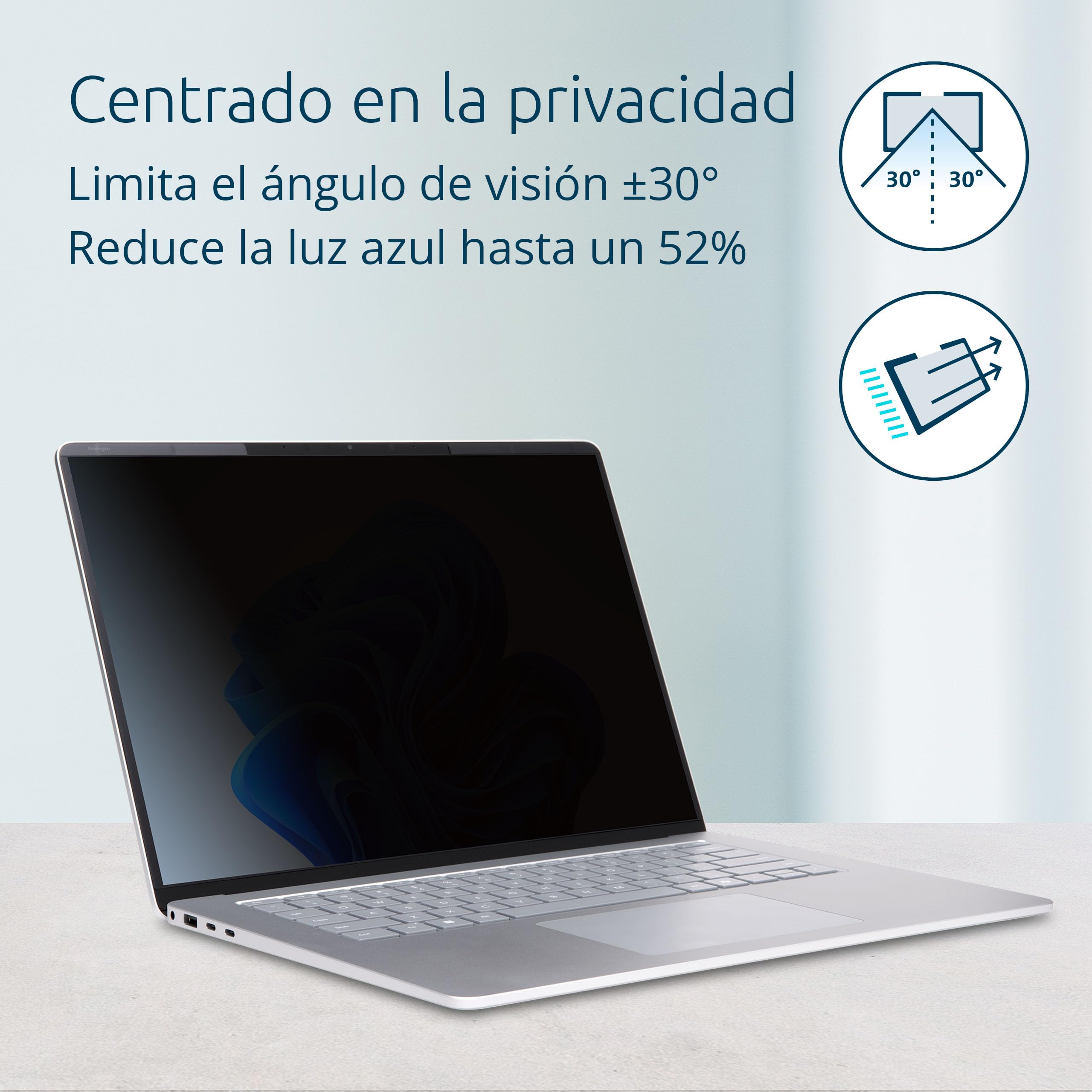 Filtro privacidad magnético MagPro Elite Kensington para portátil Microsoft Surface 15" (7ª ed.) con bloqueo luz azul, antirreflejos, antiarañazos, compatible con táctil y Surface Pen
