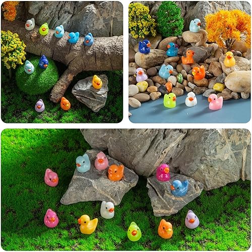 Miniatura 5 de 200 piezas de mini figuras en miniatura de pato de resina coloridas micro hadas, jardín, paisaje, acuario, escondite, casa de muñecas, decoración de